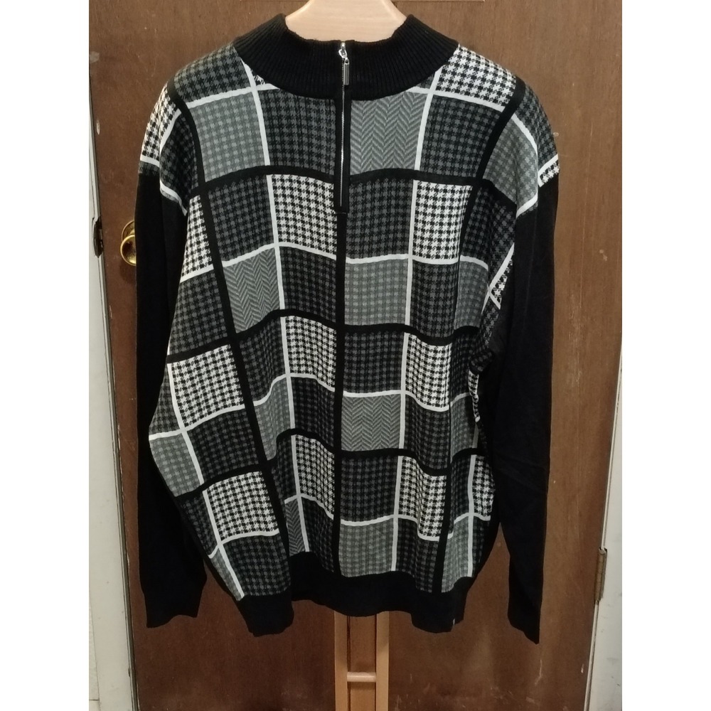Stacy Adams 2XLT Patchwork Jacquard Sweater, EUC – 1/4 Zip, Big & Tall